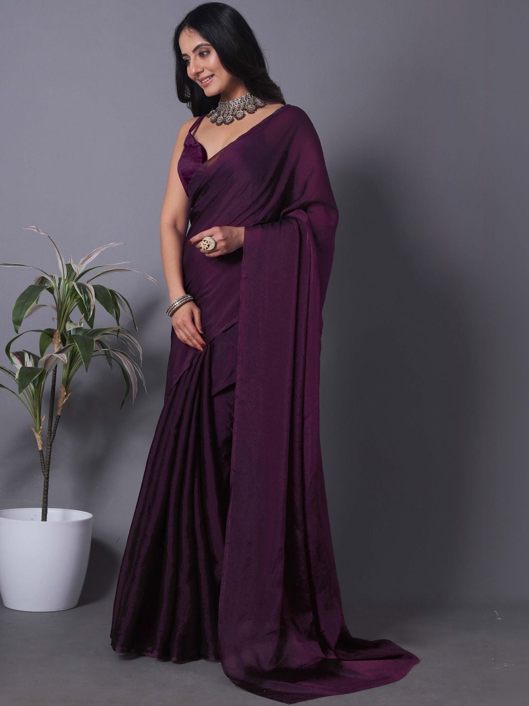 Black Linen Cotton Saree with Unstitched Blouse