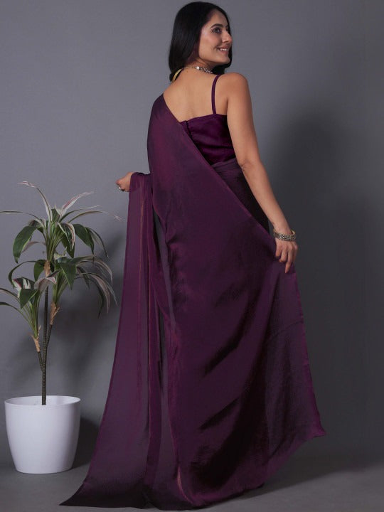 Black Linen Cotton Saree with Unstitched Blouse
