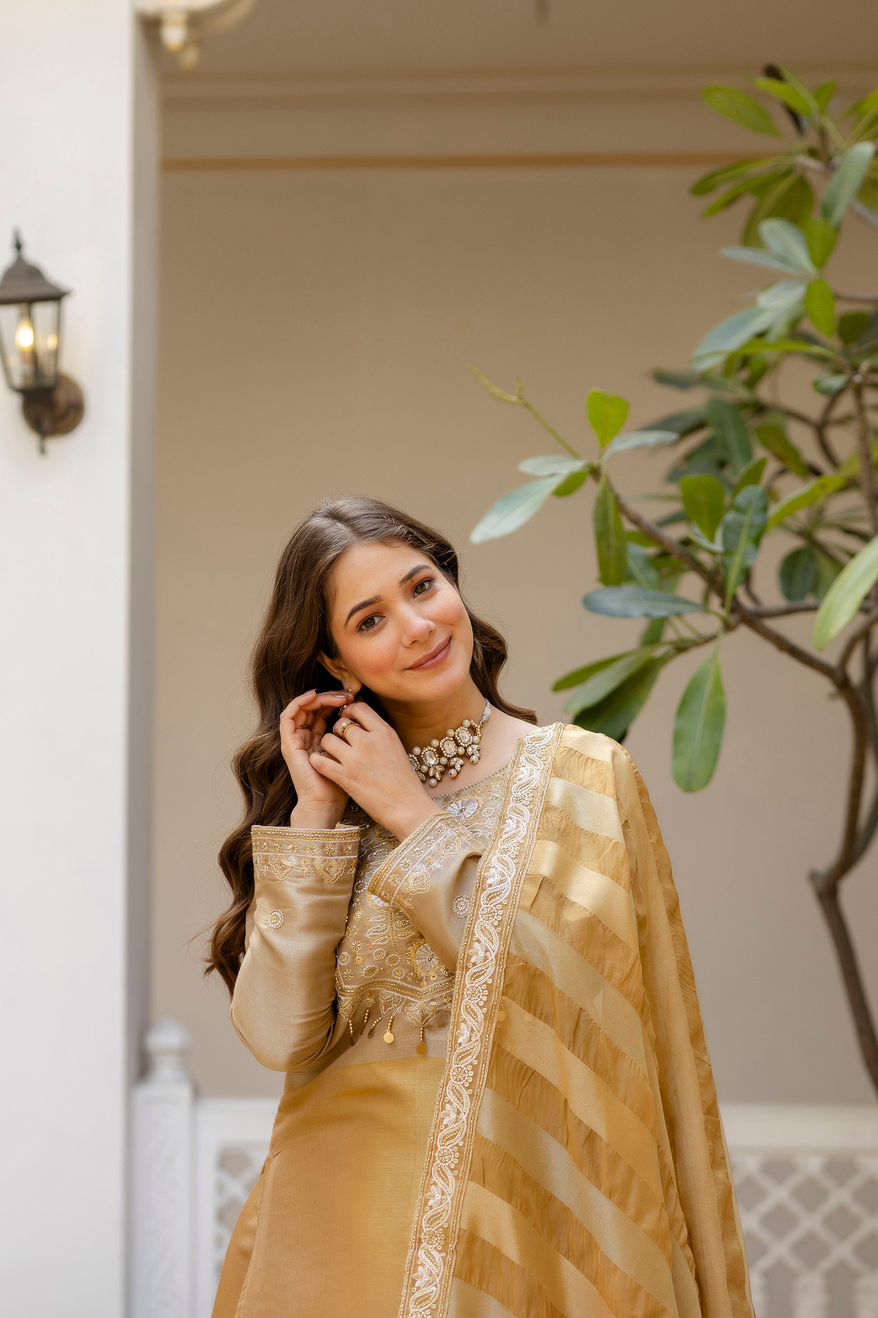Golden Embroidered Kurti Lehenga Dupatta Set | Designer Ethnic Lehenga Set | Premium Wedding & Festive Wear