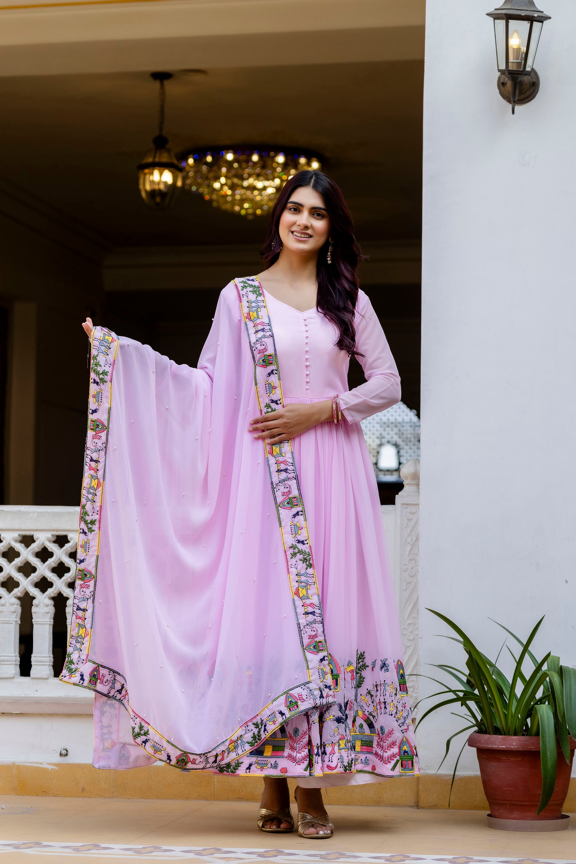 Baby Printed Anarkali Gown with Dupatta | Designer Ethnic Gown | Premium Festive & Wedding Wear