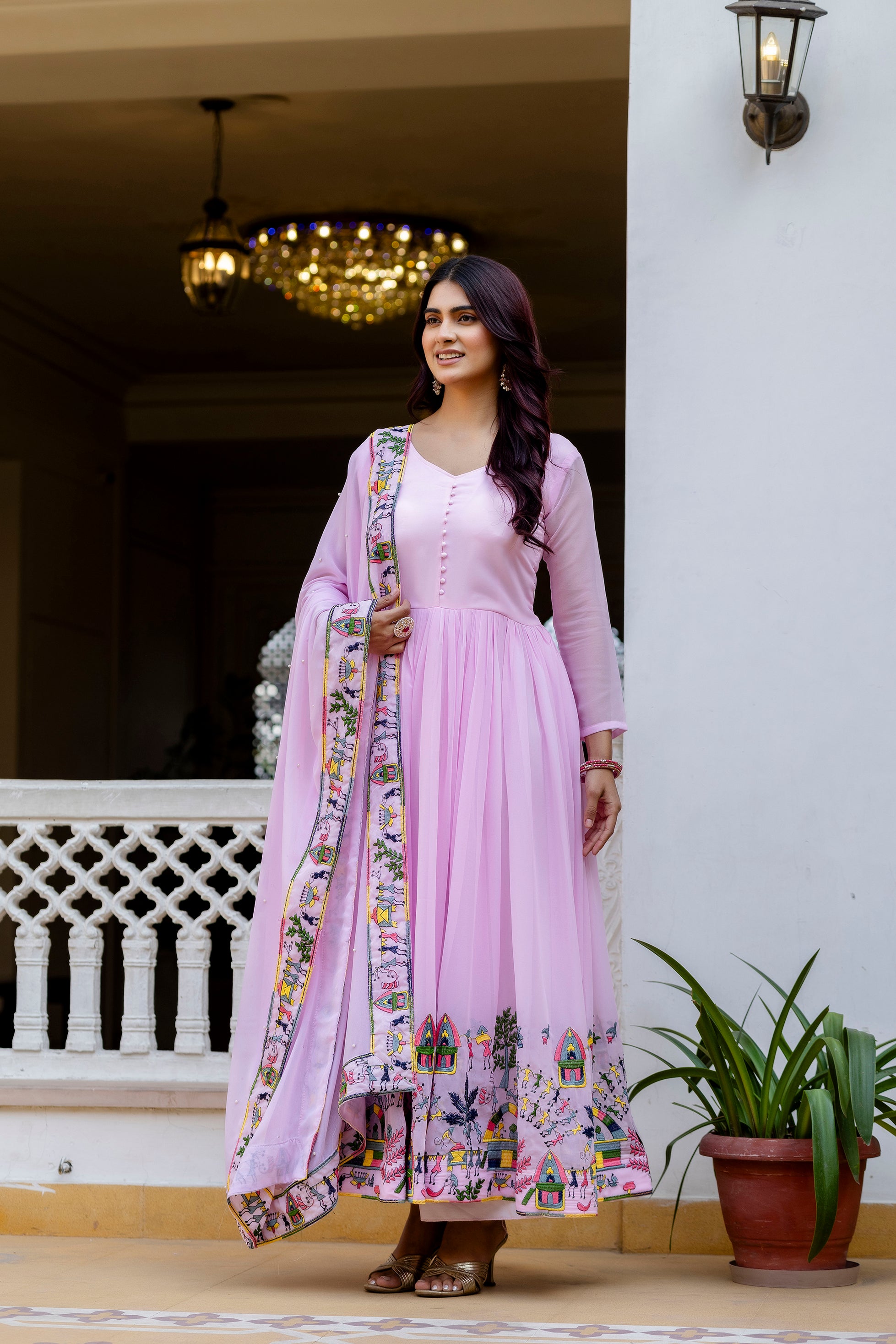 Baby Printed Anarkali Gown with Dupatta | Designer Ethnic Gown | Premium Festive & Wedding Wear