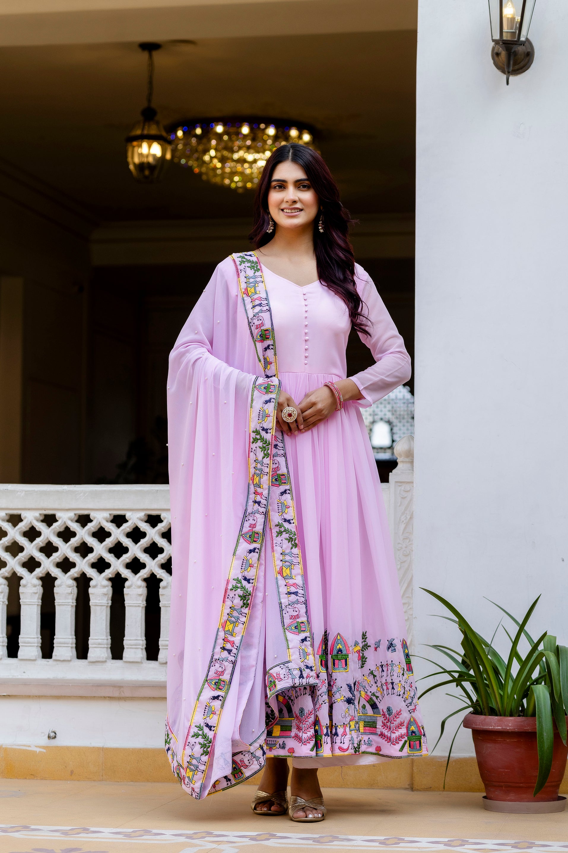 Baby Printed Anarkali Gown with Dupatta | Designer Ethnic Gown | Premium Festive & Wedding Wear