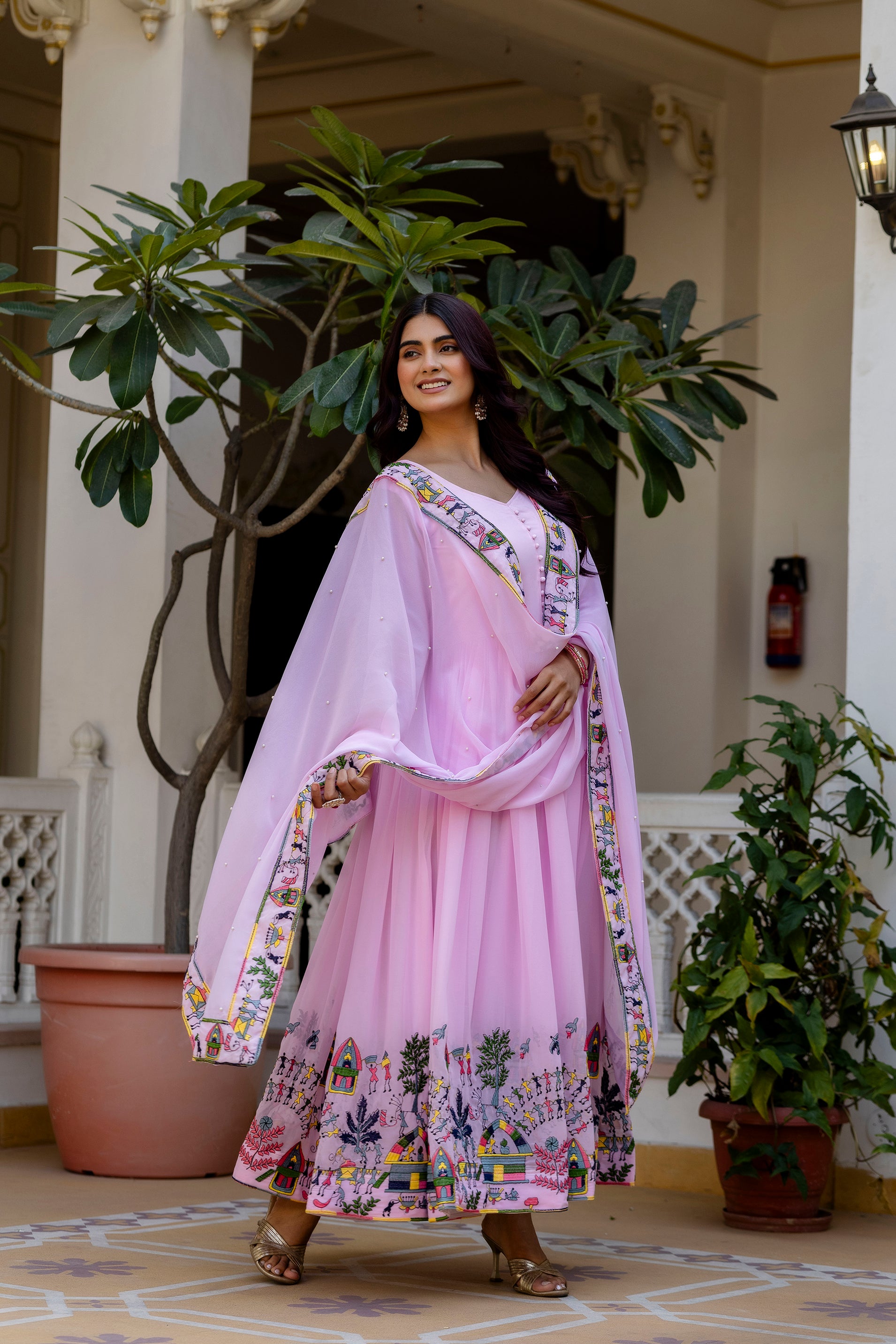 Baby Printed Anarkali Gown with Dupatta | Designer Ethnic Gown | Premium Festive & Wedding Wear