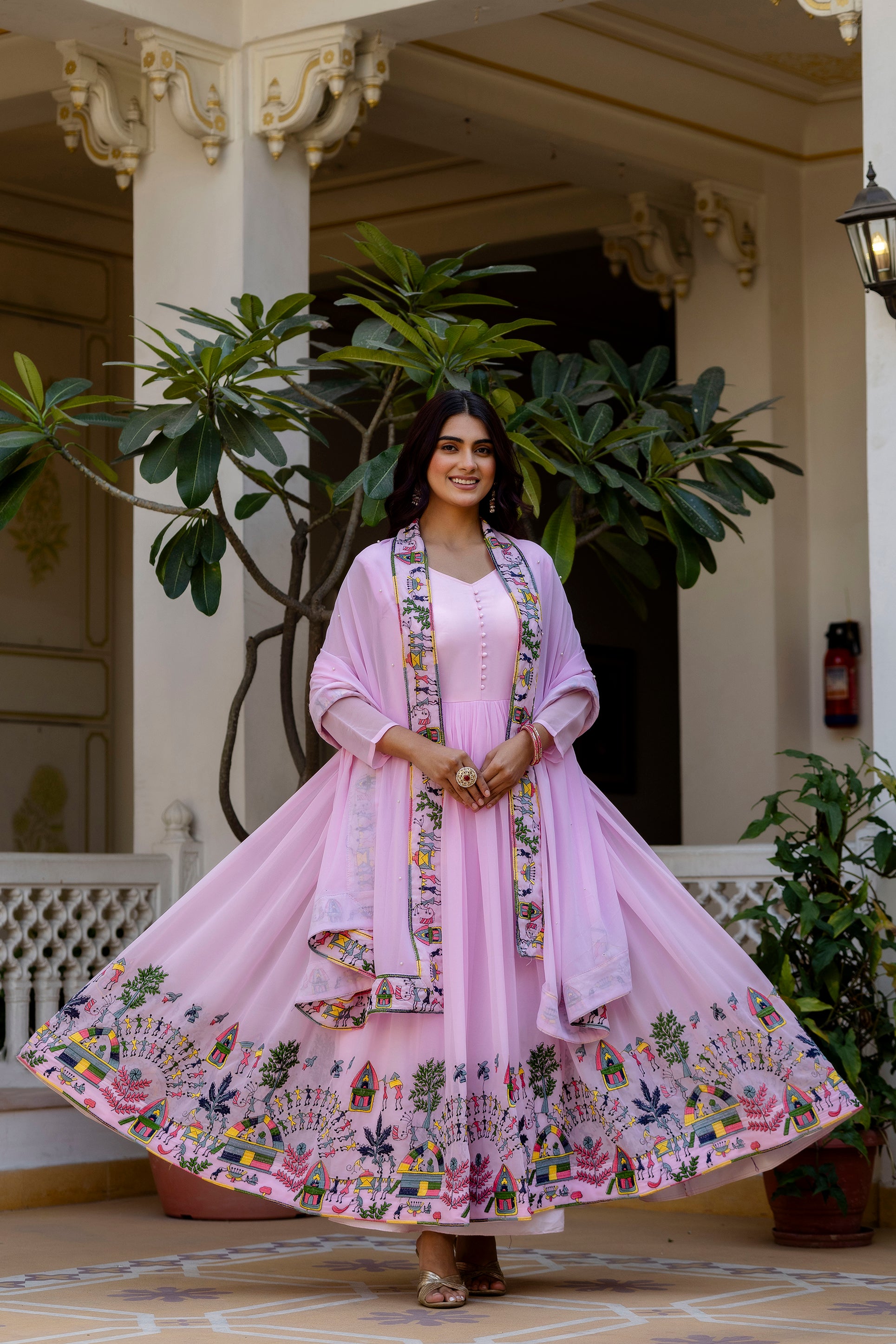 Baby Printed Anarkali Gown with Dupatta | Designer Ethnic Gown | Premium Festive & Wedding Wear
