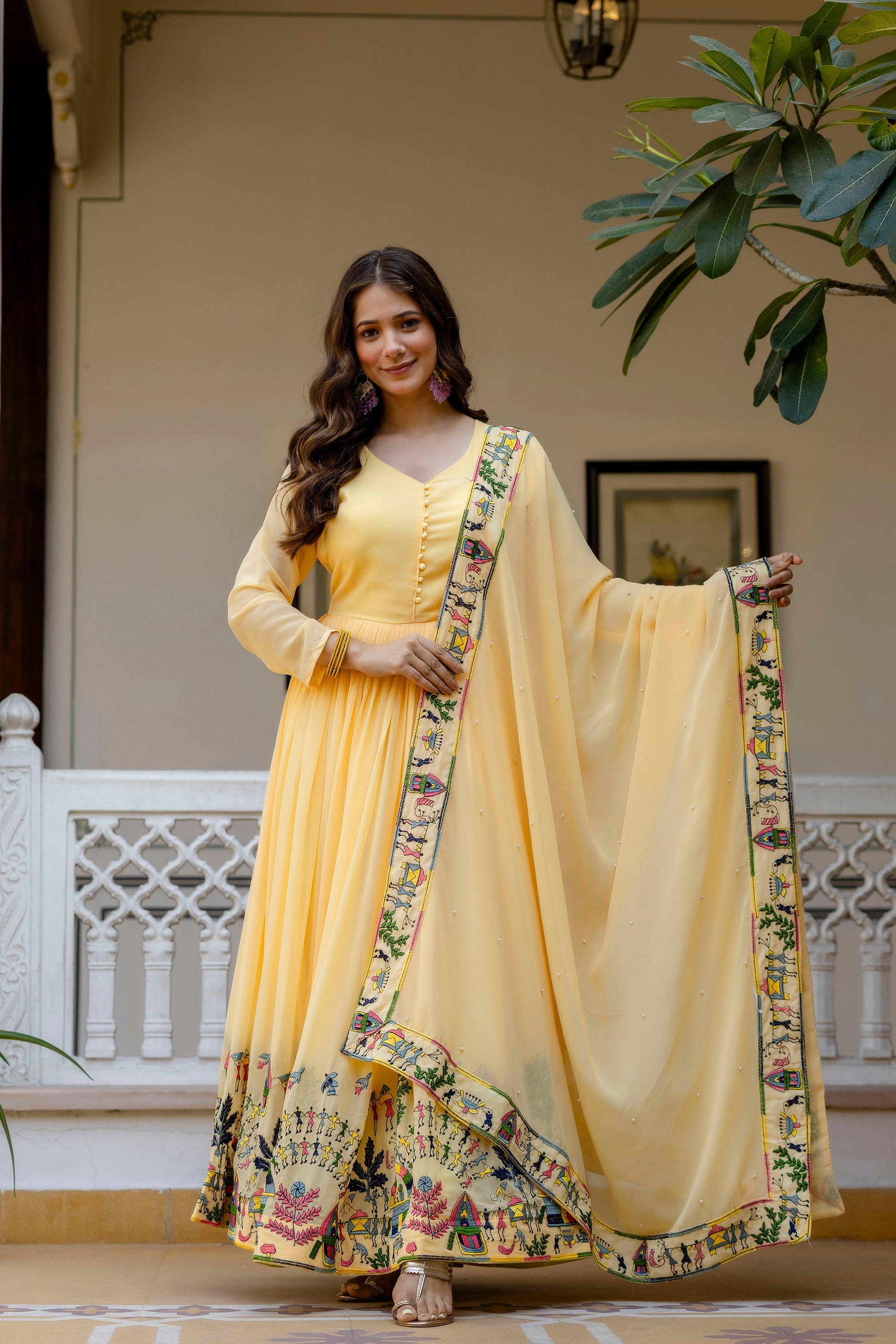 Baby Printed Anarkali Gown with Dupatta | Designer Ethnic Gown | Premium Festive & Wedding Wear