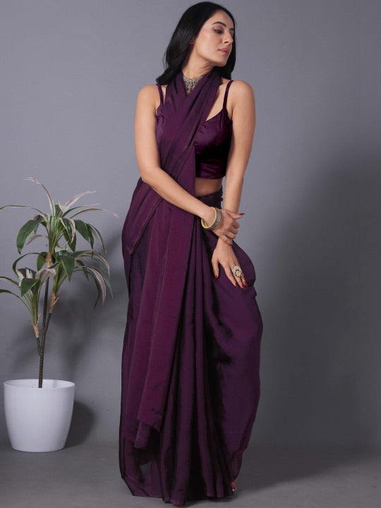 Black Linen Cotton Saree with Unstitched Blouse