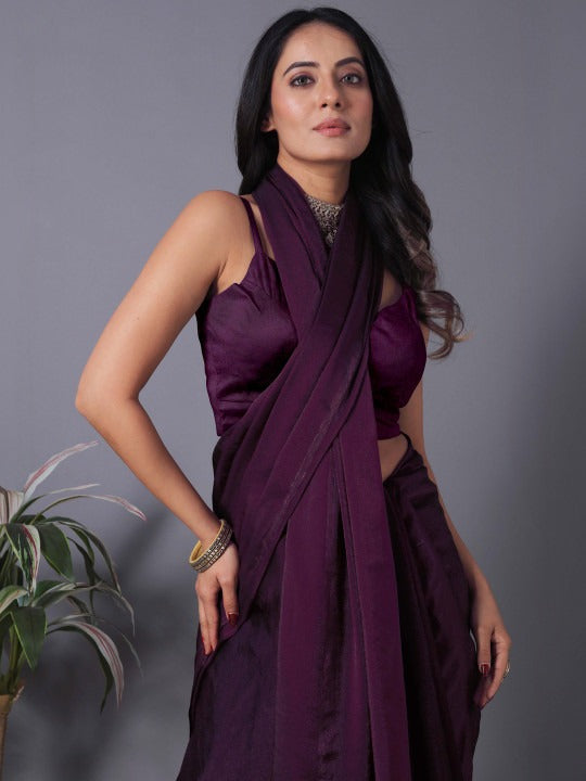 Black Linen Cotton Saree with Unstitched Blouse