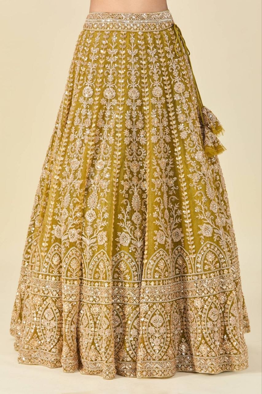 Premium Mustard Yellow Embroidered Lehenga Choli with Dori & Sequin Work