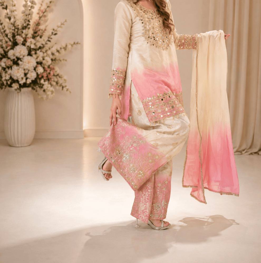 Blush Mirror Magic – Star Georgette Palazzo Suit