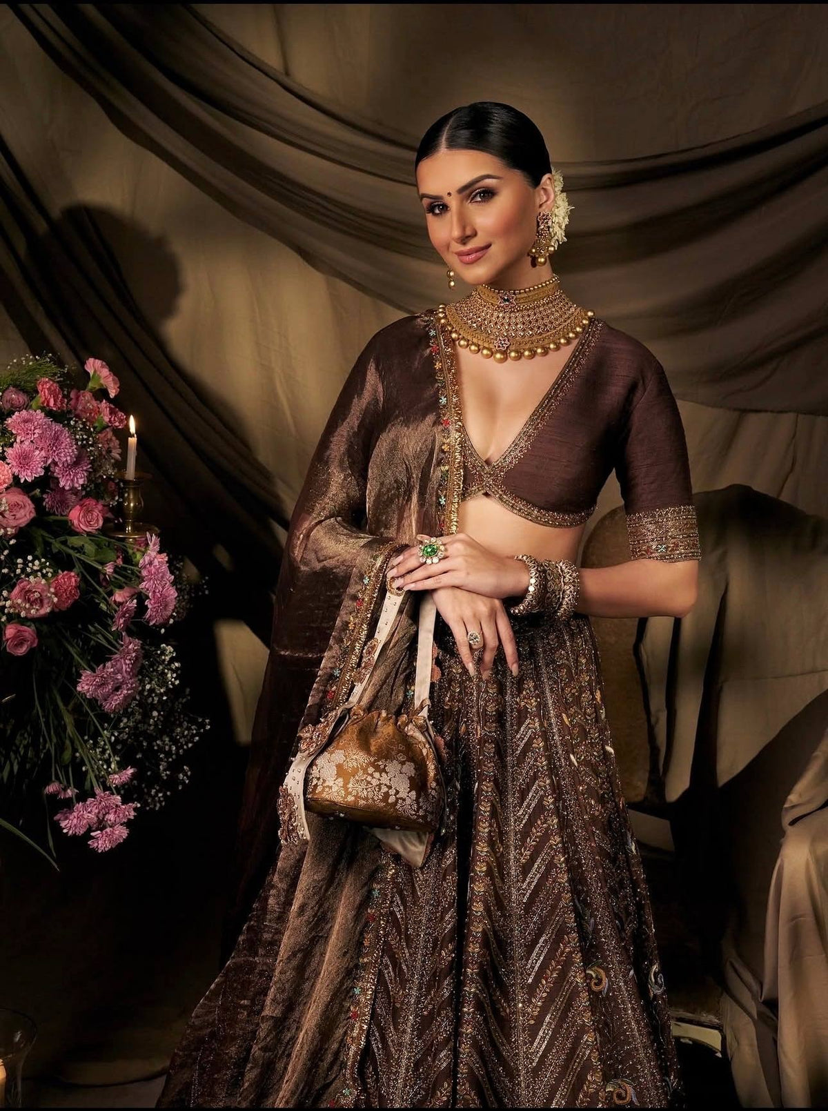 Premium Thai Silk Embroidered Lehenga Set