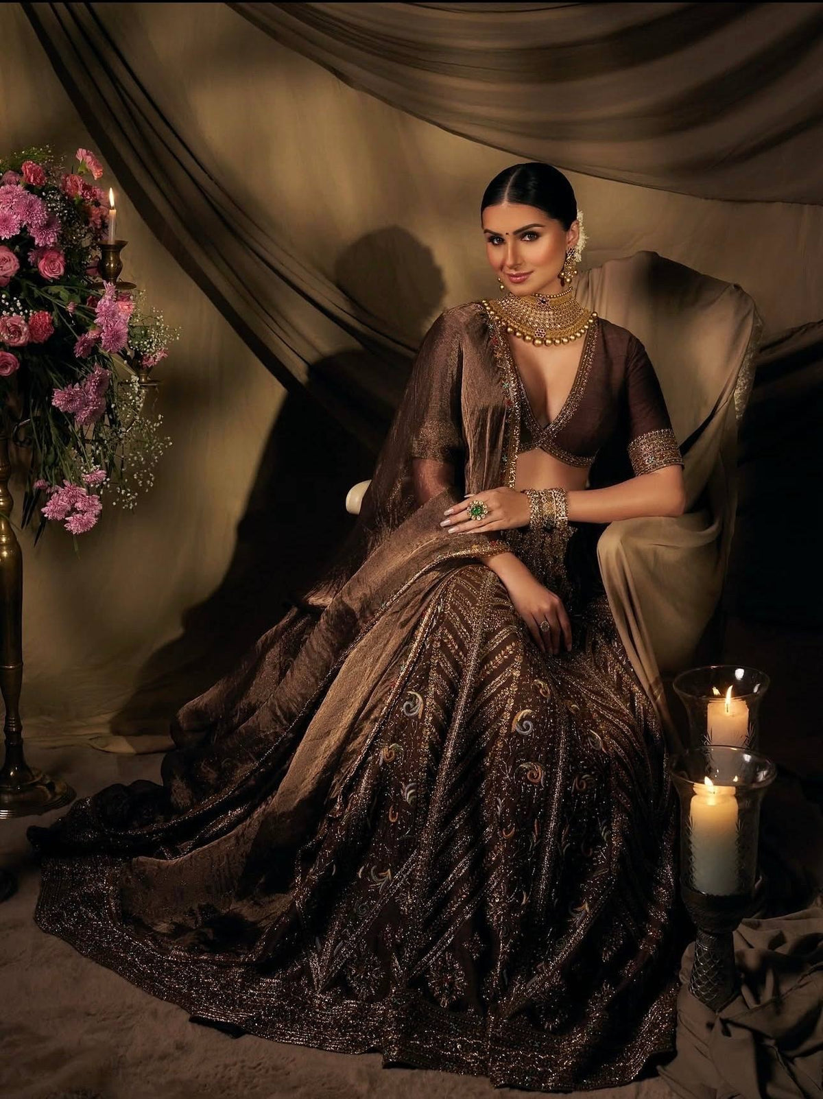 Premium Thai Silk Embroidered Lehenga Set