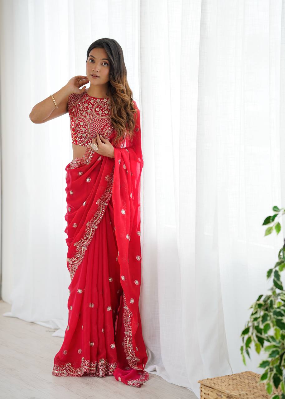Fendy Chiffon Embroidered Saree