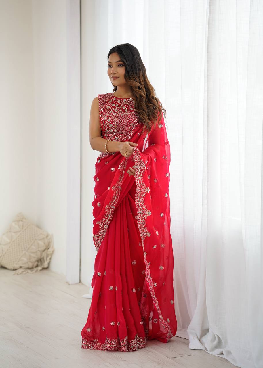 Fendy Chiffon Embroidered Saree