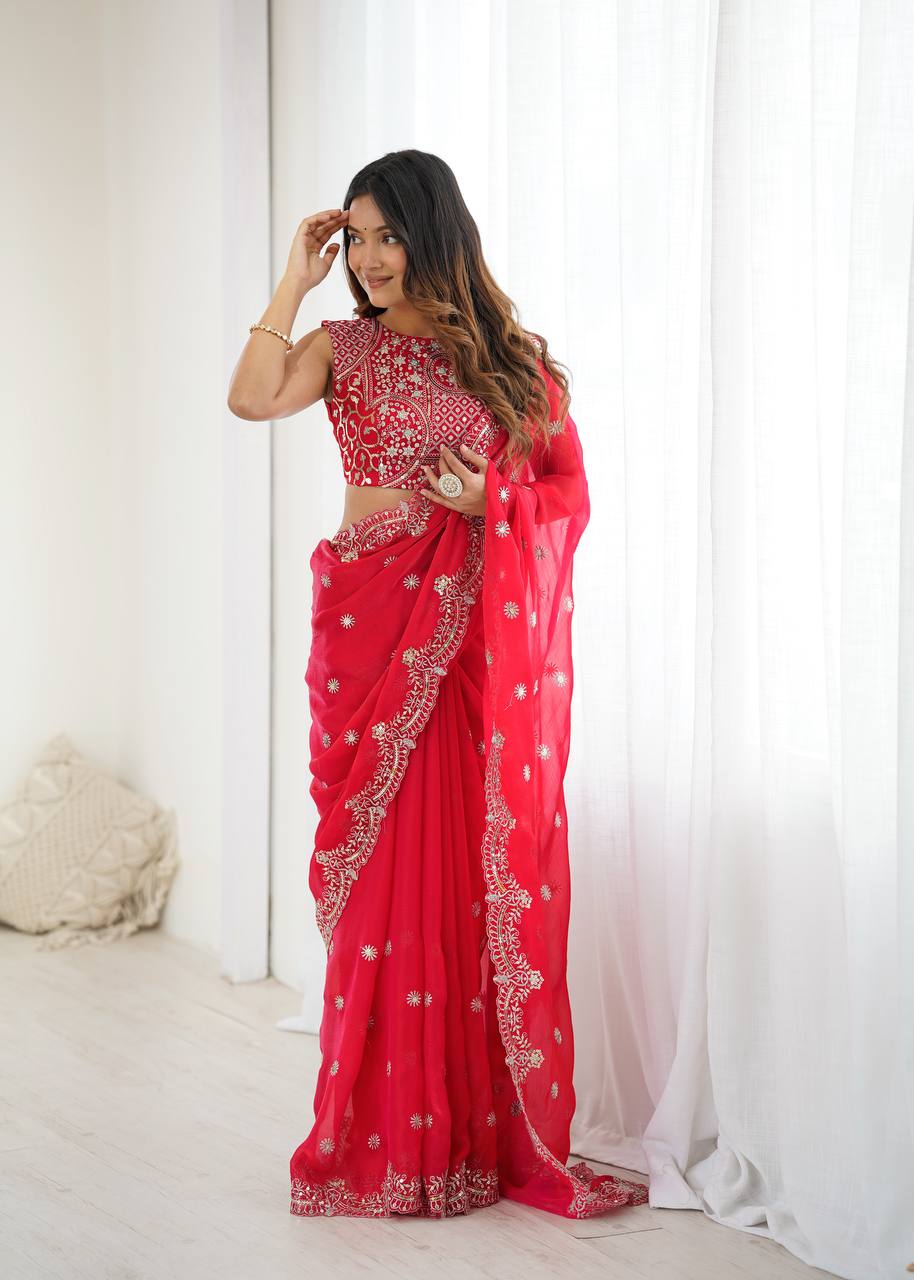 Fendy Chiffon Embroidered Saree