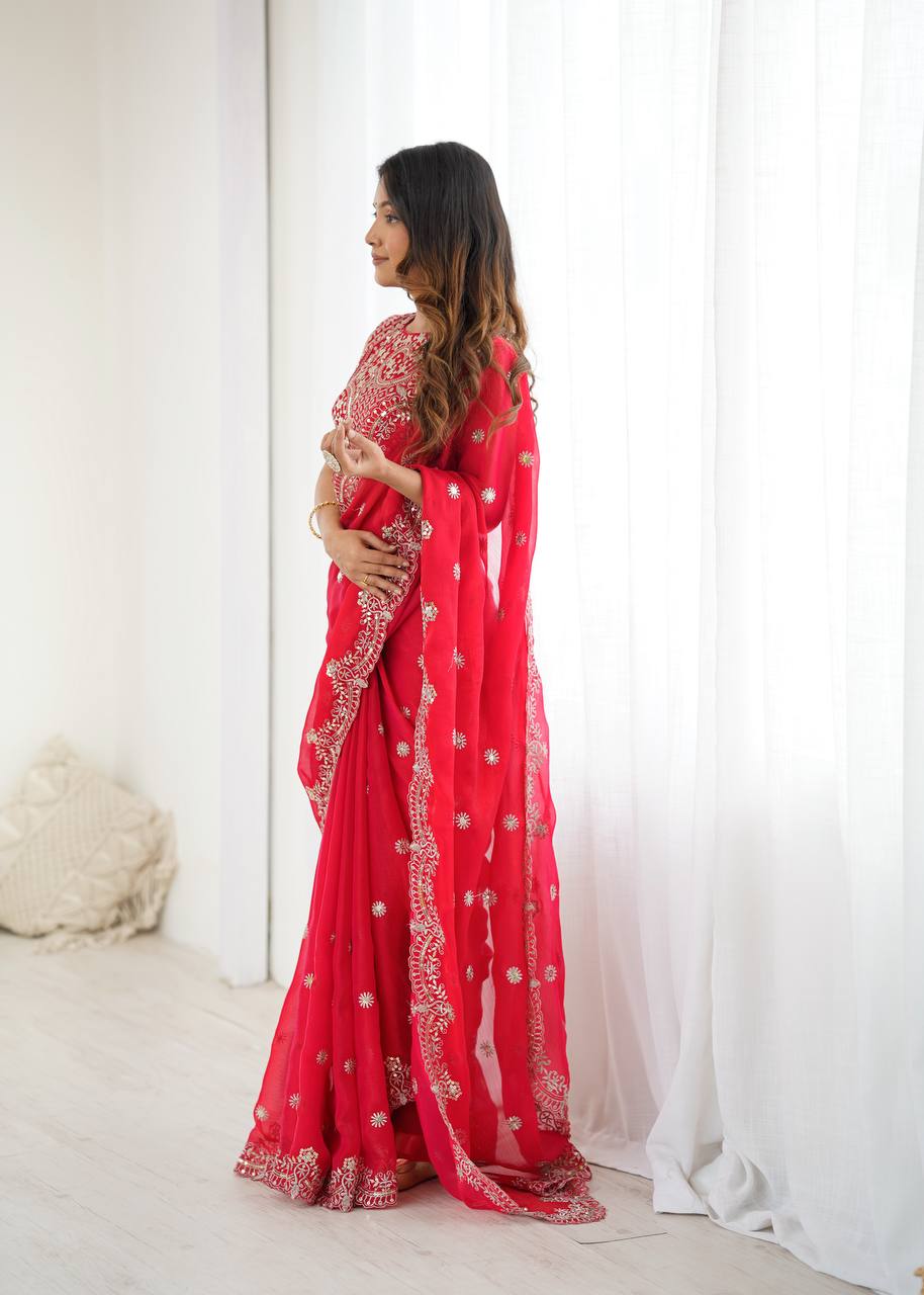 Fendy Chiffon Embroidered Saree