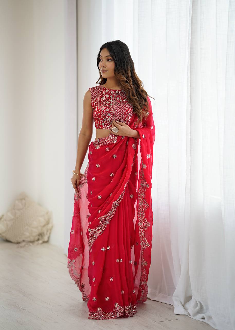 Fendy Chiffon Embroidered Saree