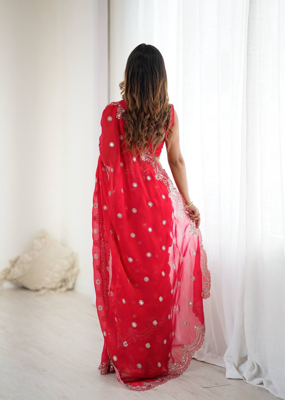 Fendy Chiffon Embroidered Saree