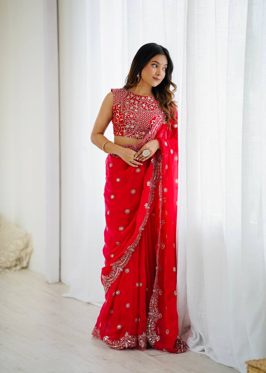 Fendy Chiffon Embroidered Saree