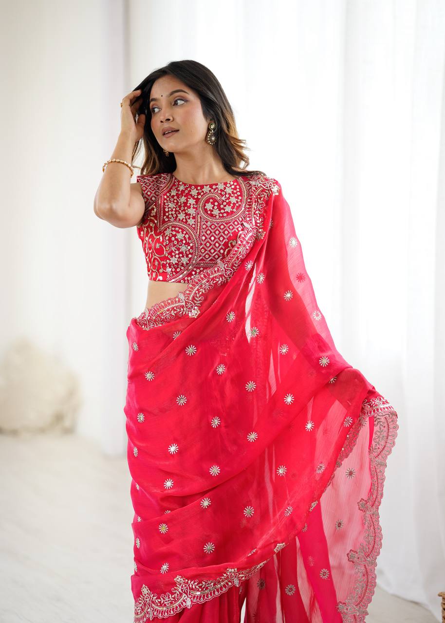Fendy Chiffon Embroidered Saree
