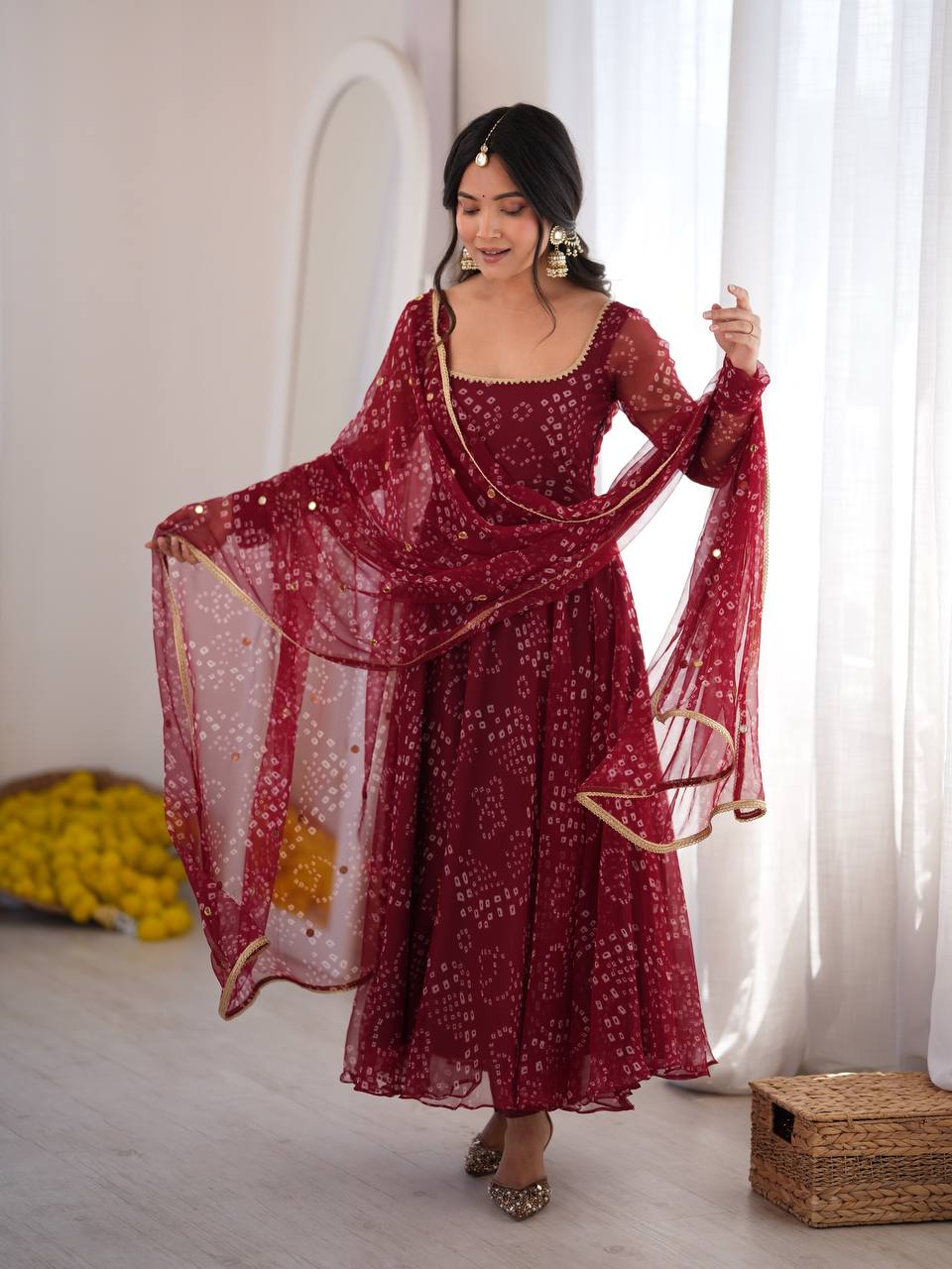 Digital Printed Anarkali Suit Set