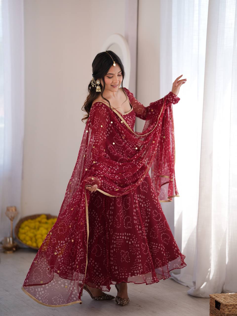 Digital Printed Anarkali Suit Set