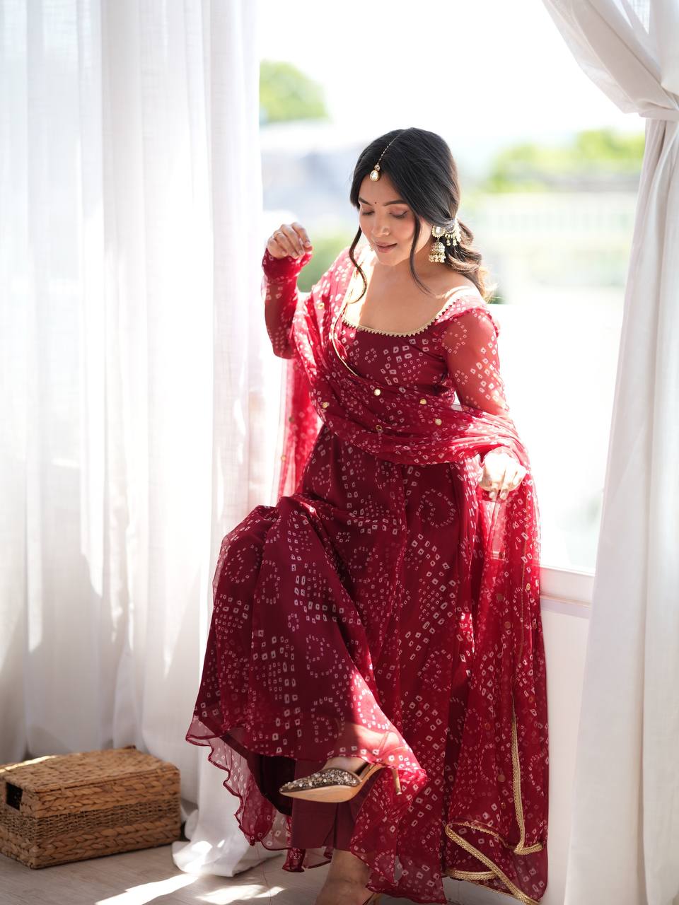 Digital Printed Anarkali Suit Set