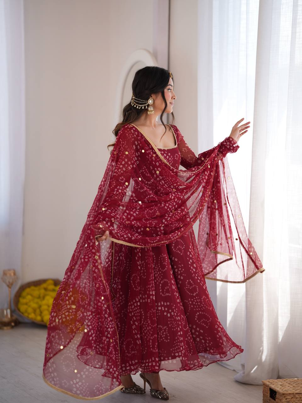 Digital Printed Anarkali Suit Set