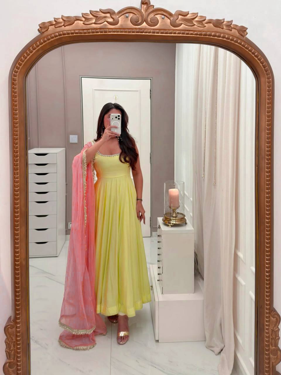Faux Georgette Fancy Lace Anarkali Set | Jayant Fashion