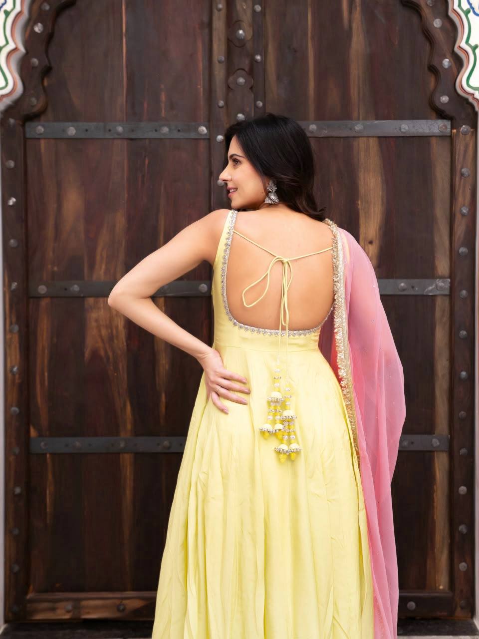 Faux Georgette Fancy Lace Anarkali Set | Jayant Fashion