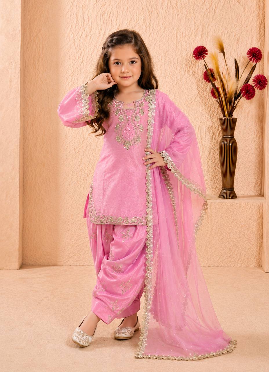 Festive Roman Glass Silk Embroidered Farshi Palazzo Set