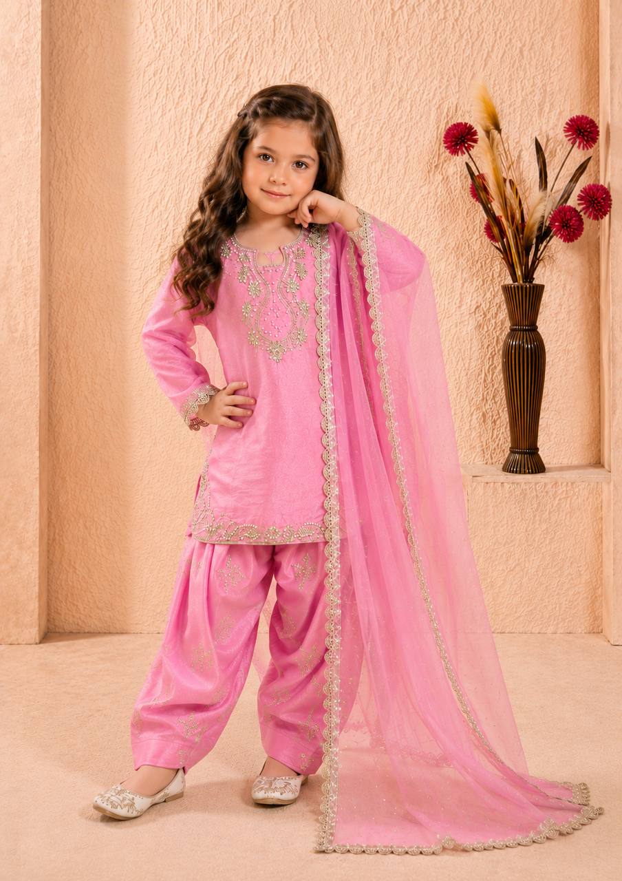 Festive Roman Glass Silk Embroidered Farshi Palazzo Set