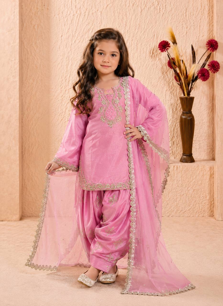 Festive Roman Glass Silk Embroidered Farshi Palazzo Set