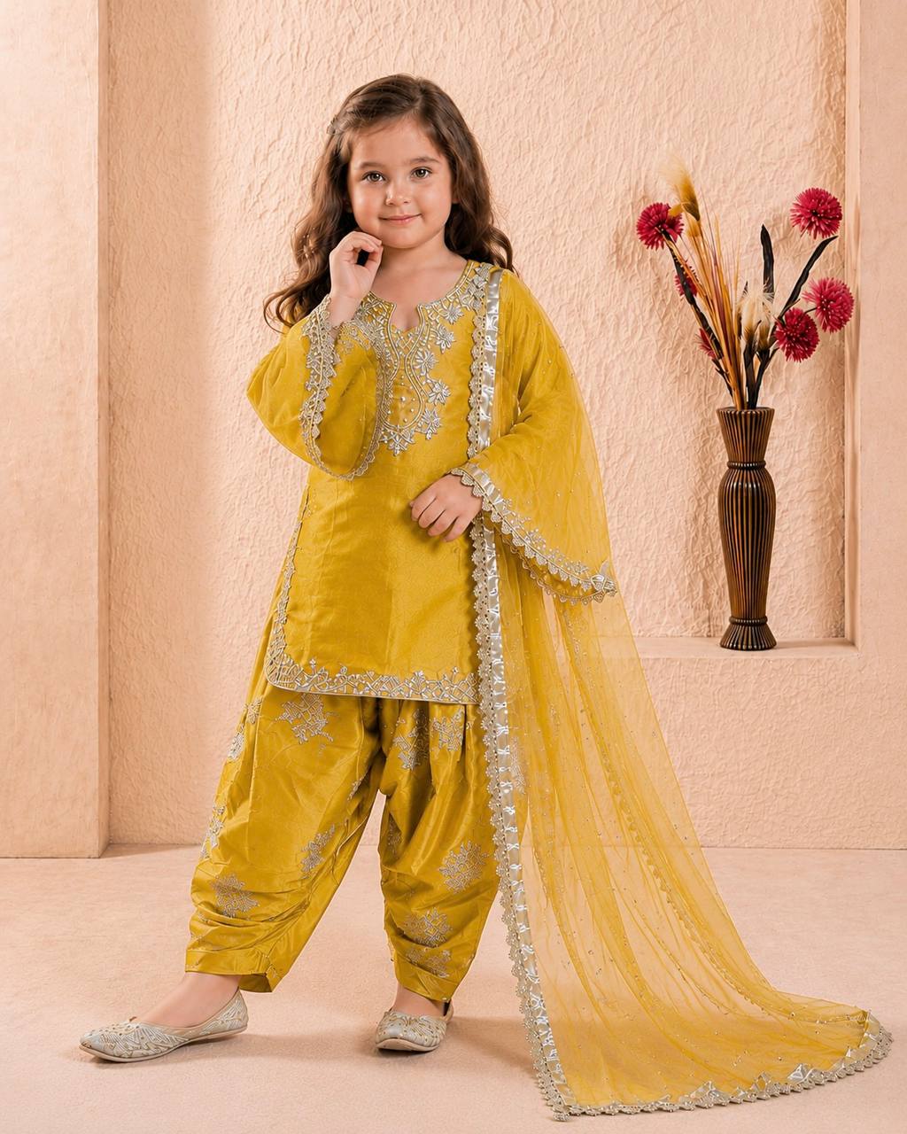 Festive Roman Glass Silk Embroidered Farshi Palazzo Set