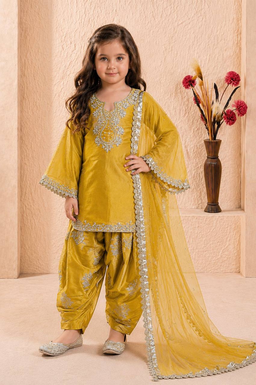 Festive Roman Glass Silk Embroidered Farshi Palazzo Set