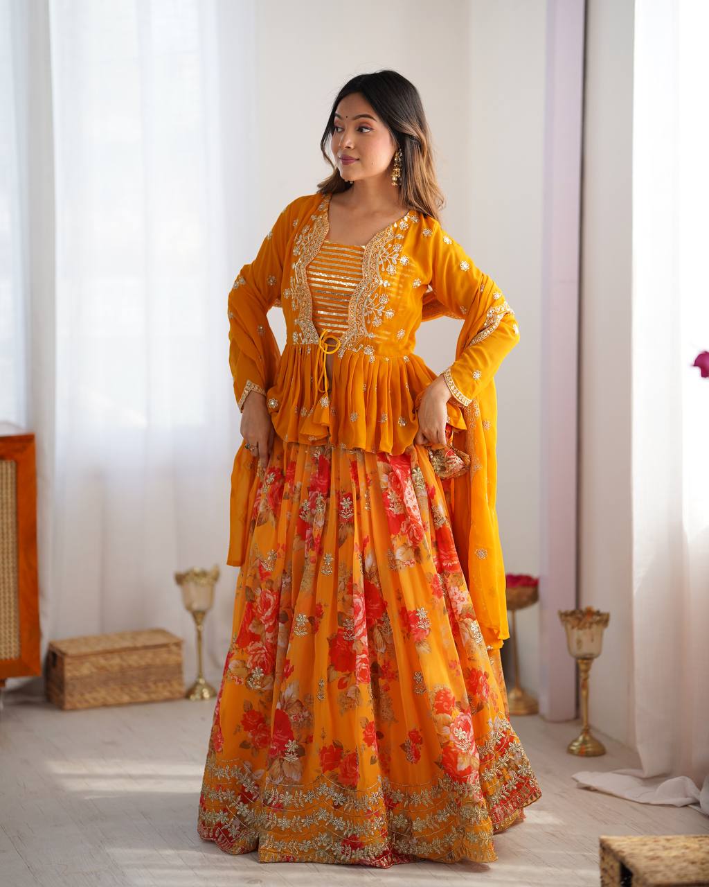 Lehenga Choli with Digital Print, Thread & Sequin Work