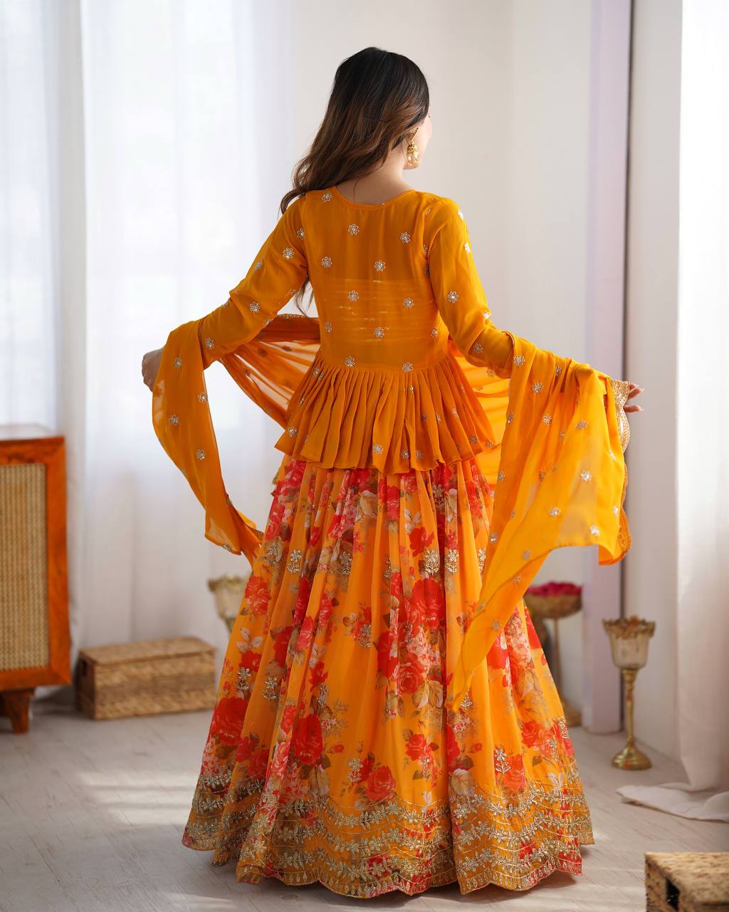 Lehenga Choli with Digital Print, Thread & Sequin Work
