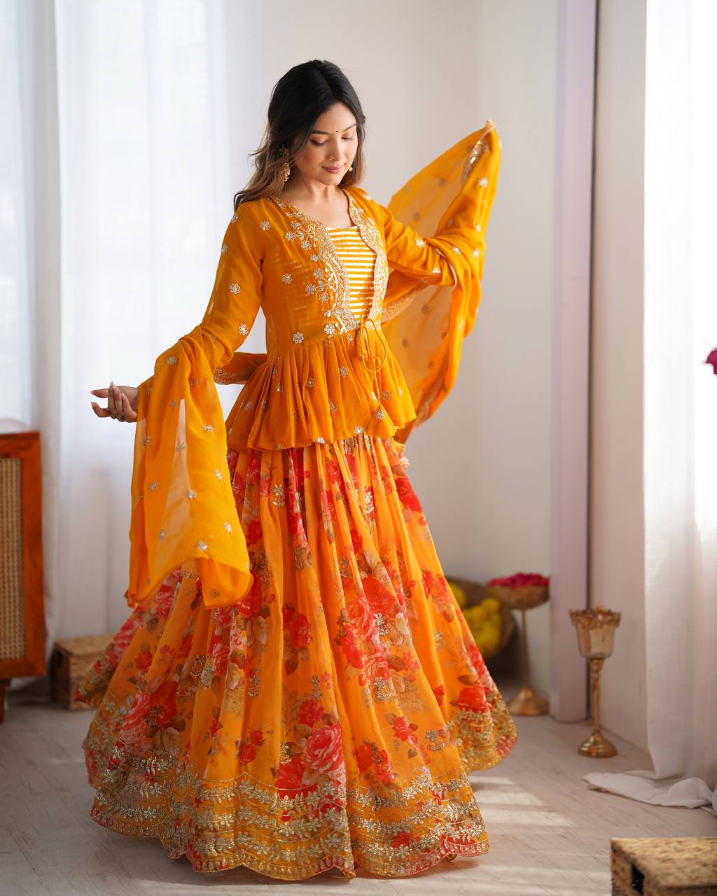 Lehenga Choli with Digital Print, Thread & Sequin Work
