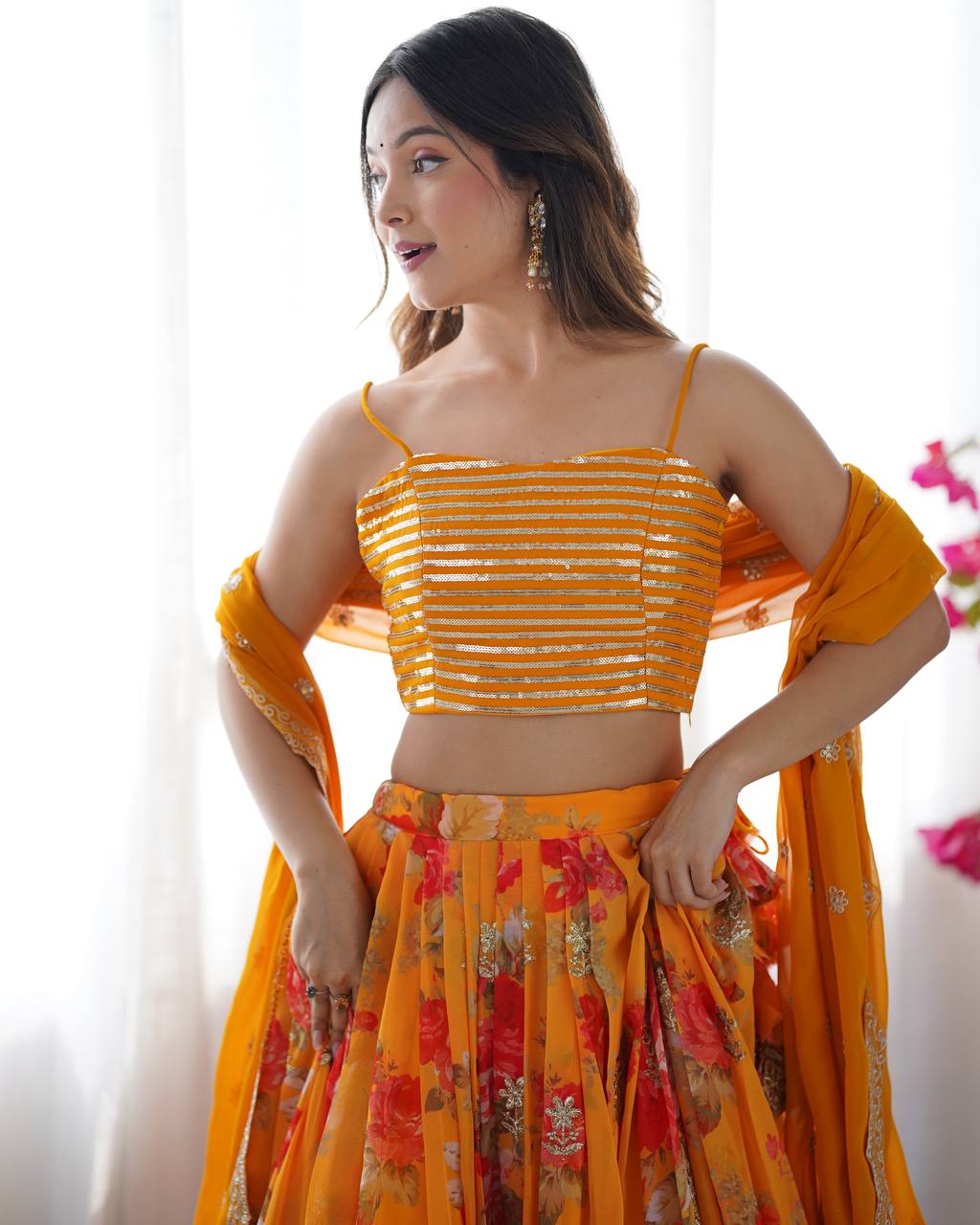 Lehenga Choli with Digital Print, Thread & Sequin Work