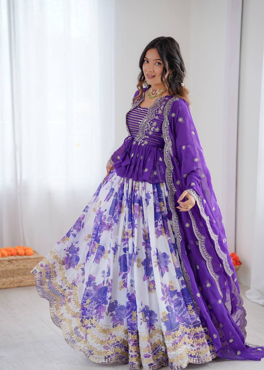 Lehenga Choli with Digital Print, Thread & Sequin Work