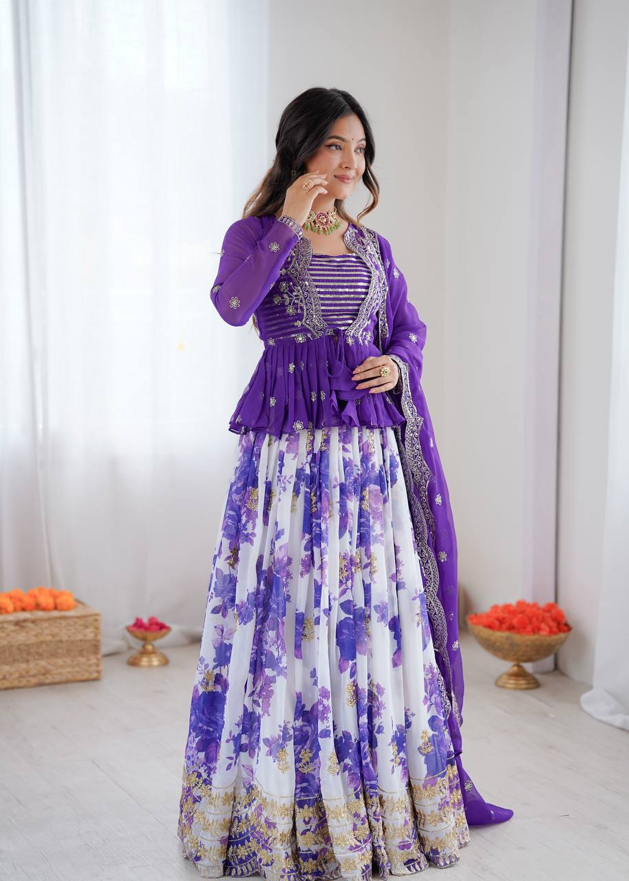 Lehenga Choli with Digital Print, Thread & Sequin Work