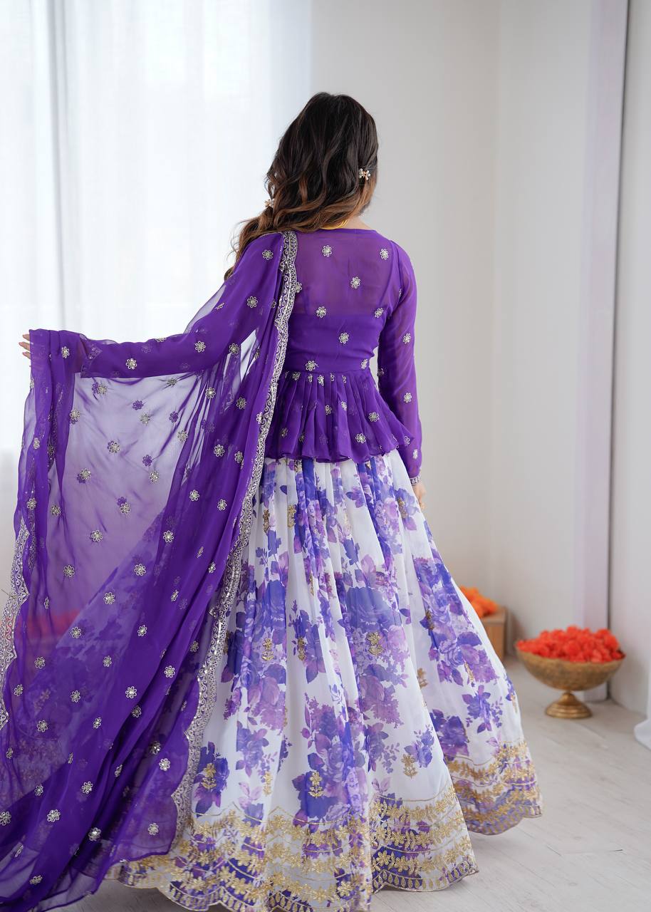 Lehenga Choli with Digital Print, Thread & Sequin Work
