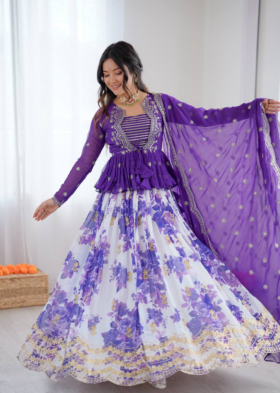 Lehenga Choli with Digital Print, Thread & Sequin Work