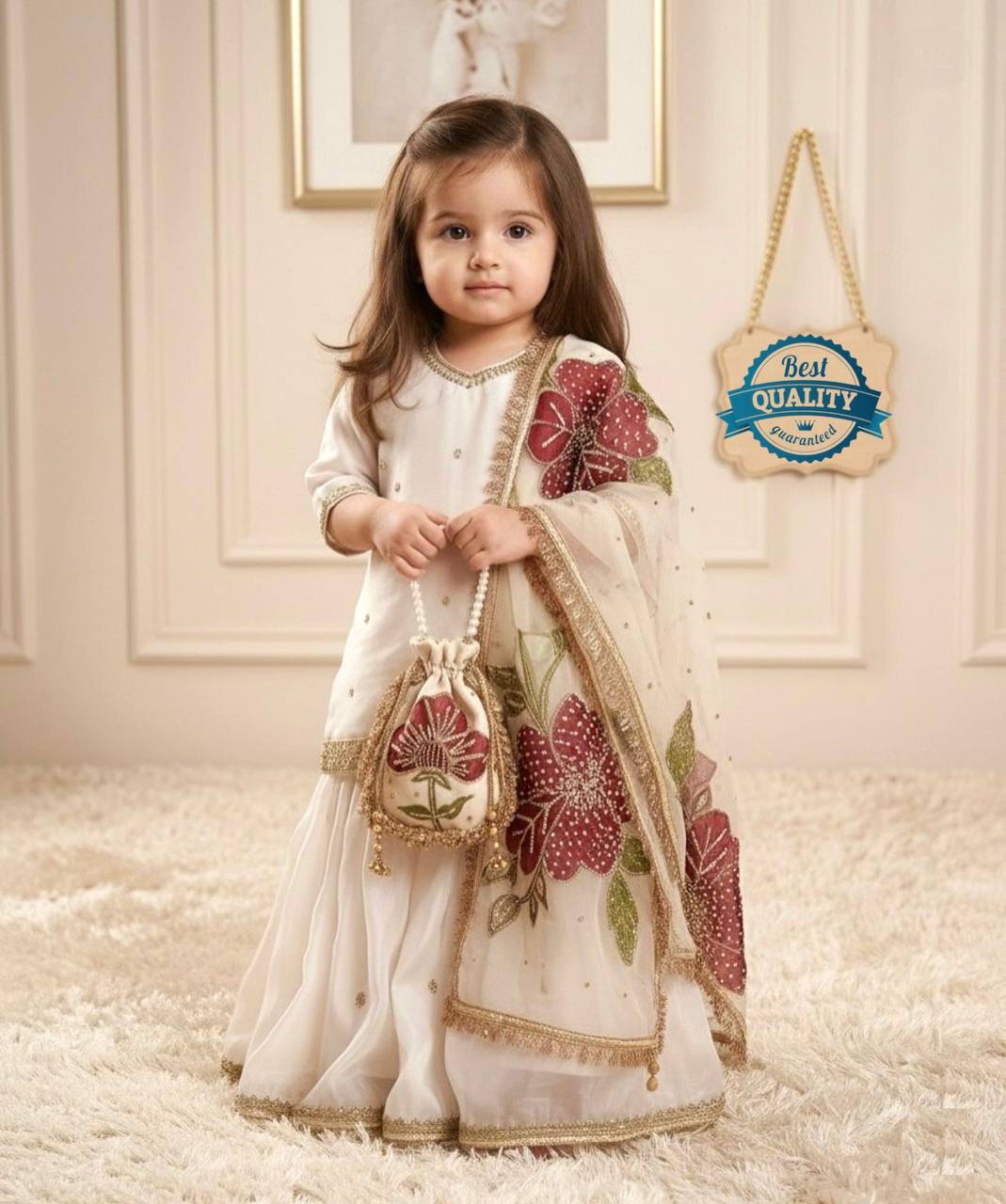 Girls GMY Silk Embroidered Sharara Set