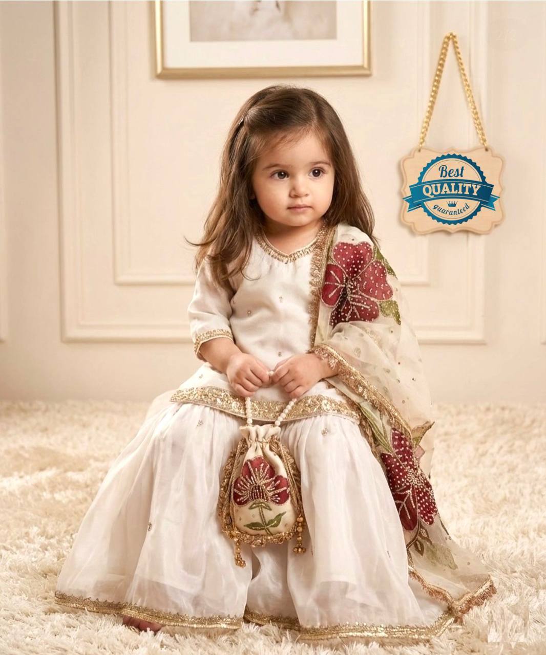Girls GMY Silk Embroidered Sharara Set