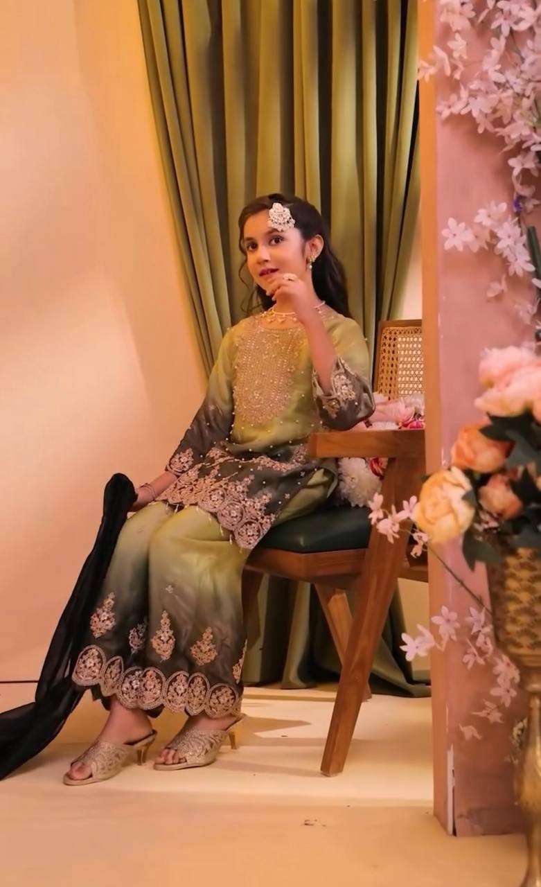 Festive Palazzo Suit with Sequin Embroidery