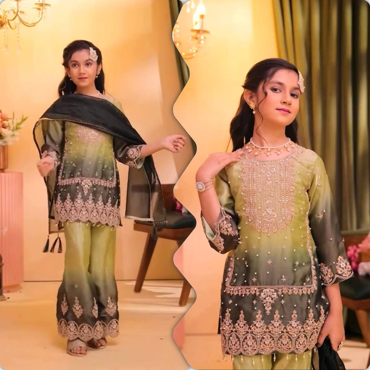 Festive Palazzo Suit with Sequin Embroidery