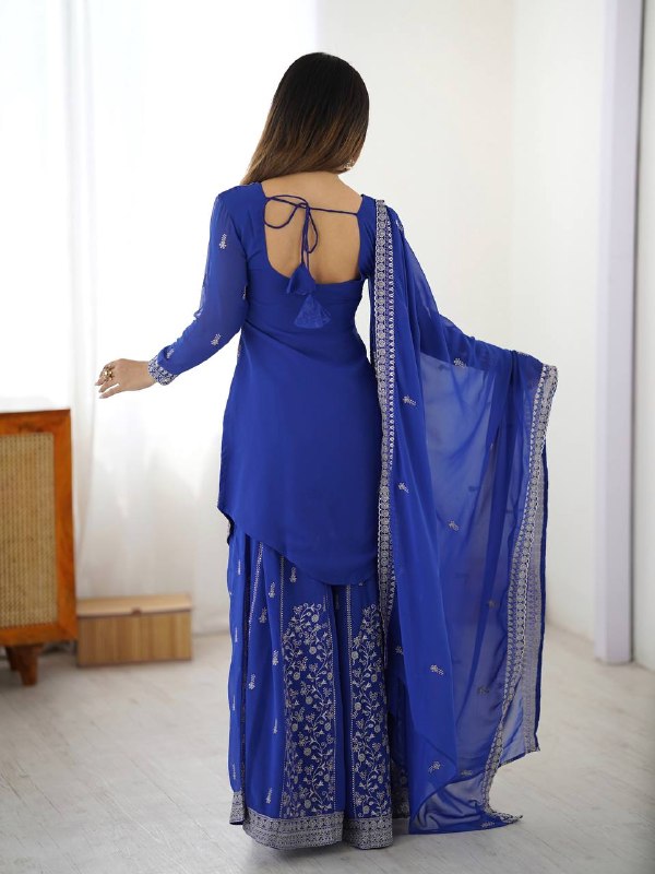 Georgette Top With Shaded Chinon Silk Palazzo