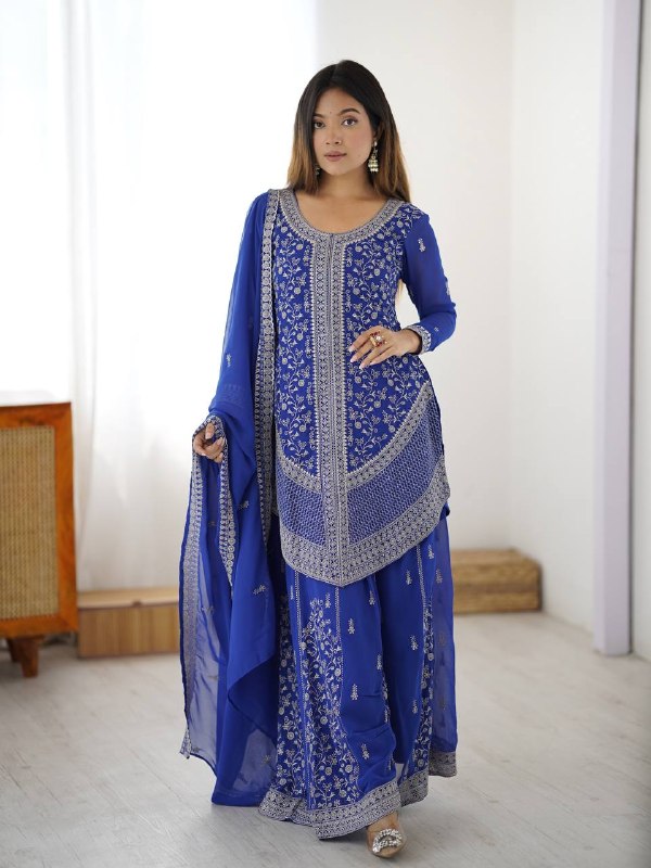 Georgette Top With Shaded Chinon Silk Palazzo