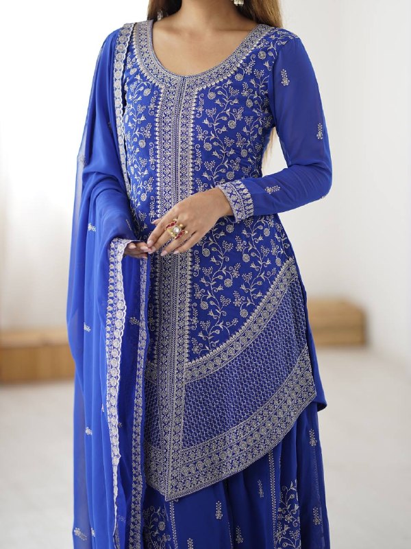 Georgette Top With Shaded Chinon Silk Palazzo