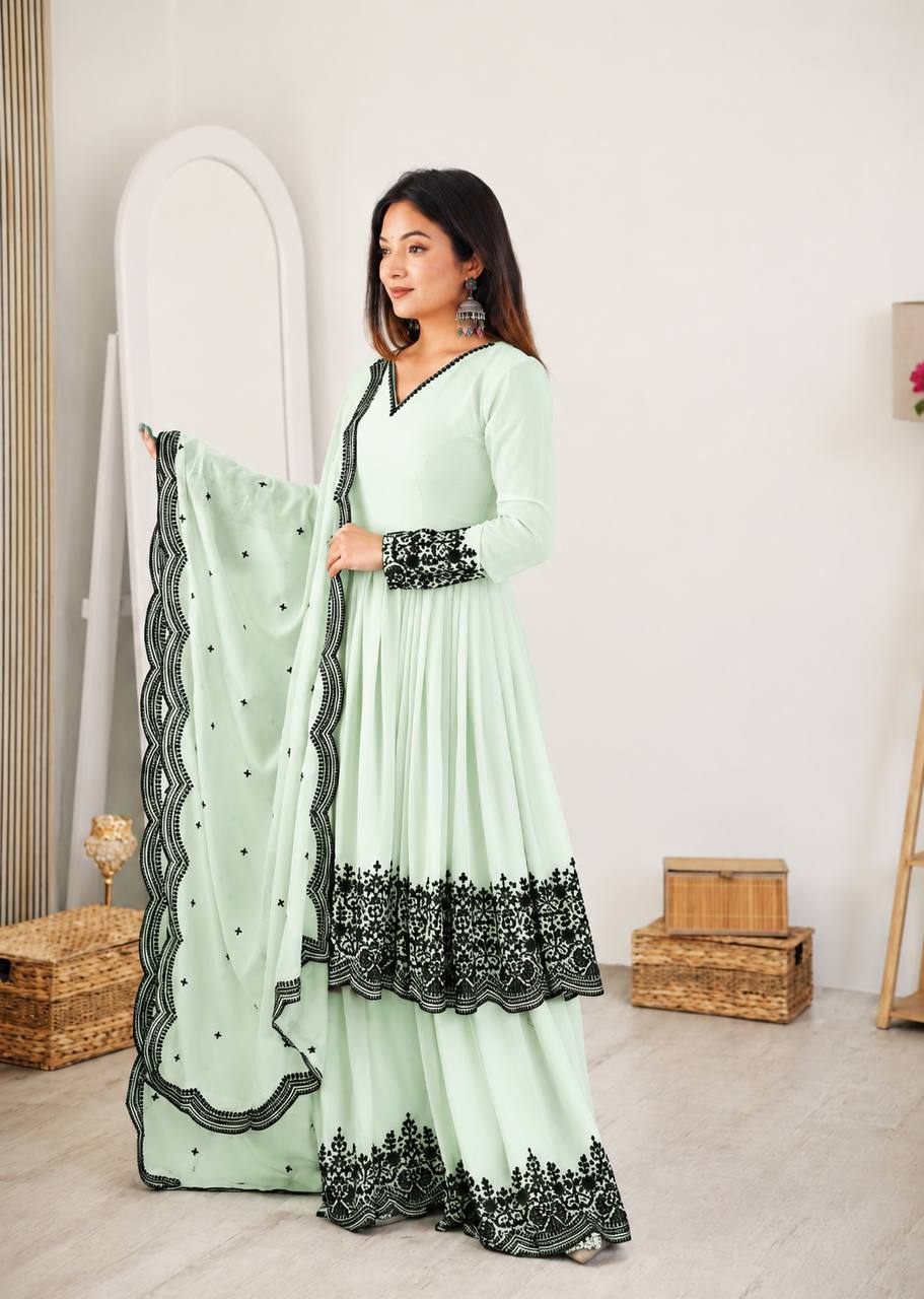 Faux Georgette Embroidered Suit Set
